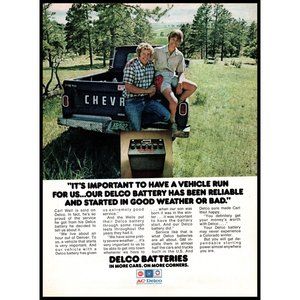 1974 Delco Car Batteries Vintage Print Ad Chevy Pick Up Truck Tailgate Wall Art